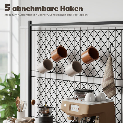 Kitchen Shelf with Hooks and Wine Rack, Rustic Brown