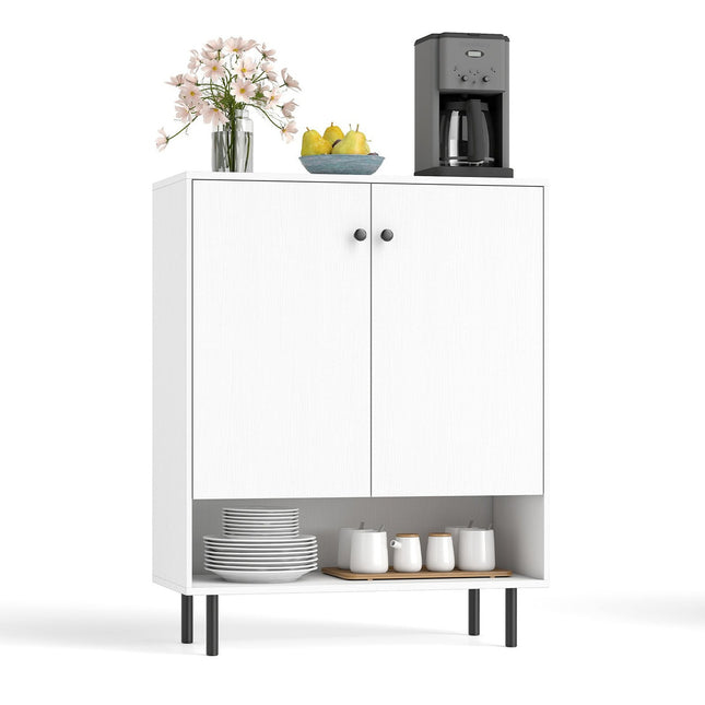 Kitchen Sideboard with Adjustable Shelves & 2 Doors, White