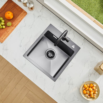 Kitchen Sink 40x45cm, Top-Mount 304 Stainless Steel, Black