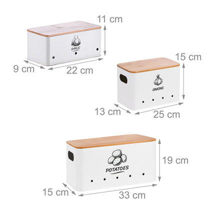 Kitchen Storage Box Set, 3 Pcs, Bamboo Lids