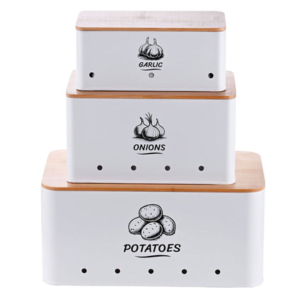 Kitchen Storage Box Set, 3 Pcs, Bamboo Lids