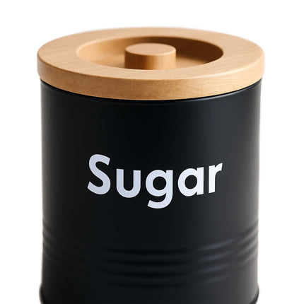 Kitchen Storage Canister Set – Metal, Bamboo Lids, 3-Piece