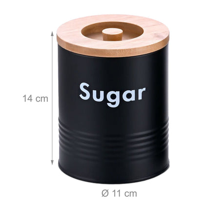 Kitchen Storage Canister Set – Metal, Bamboo Lids, 3-Piece