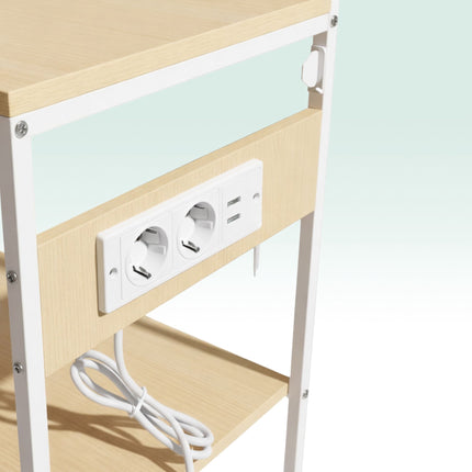 Kitchen Storage Shelf with Power Outlets and Hooks