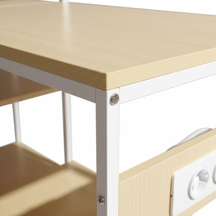 Kitchen Storage Shelf with Power Outlets and Hooks