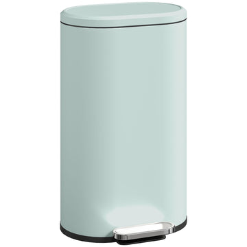 Kitchen Trash Can 30L, Green Metal Pedal Bin with Soft-Close Lid