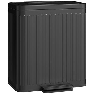 Kitchen Trash Can, 40L Dual Compartment, Pedal-Operated