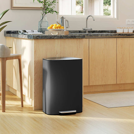 Kitchen Trash Can 50L, Pedal, Soft-Close, Black