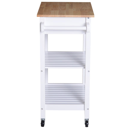 White wood Kitchen trolley with drawer, 64x39x84.5 cm