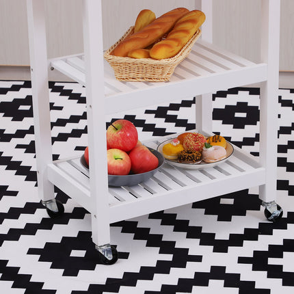 White wood Kitchen trolley with drawer, 64x39x84.5 cm