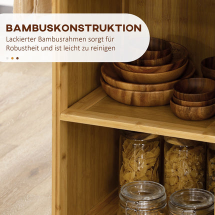 Bamboo kitchen trolley - drawer, cabinet, shelves, towel rack