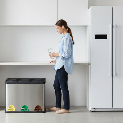 Kitchen Waste Bin, 3 Compartments, 3 x 8L