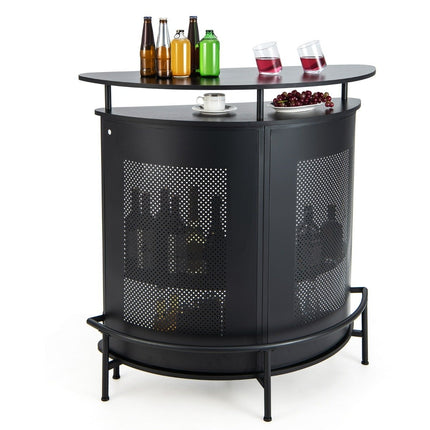 Kitchen bar table with storage space & footrest & adjustable feet kitchen counter counter bar black