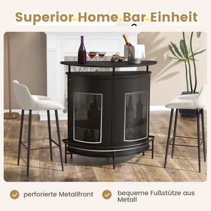 Kitchen bar table with storage space & footrest & adjustable feet kitchen counter counter bar black