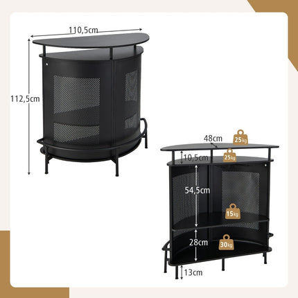 Kitchen bar table with storage space & footrest & adjustable feet kitchen counter counter bar black