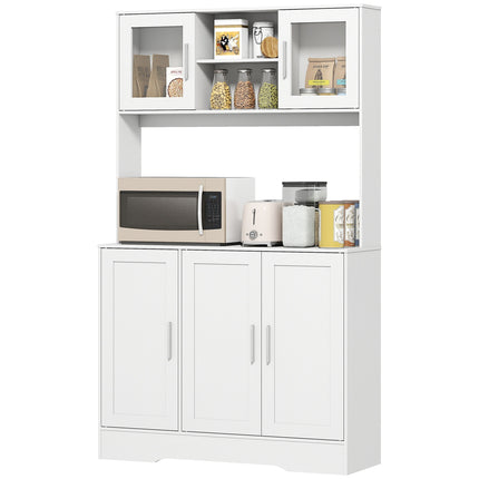 Kitchen cabinet, Scandinavian design, 4 cabinets, adjustable shelves, glass doors, open space, chipboard, MDF, white