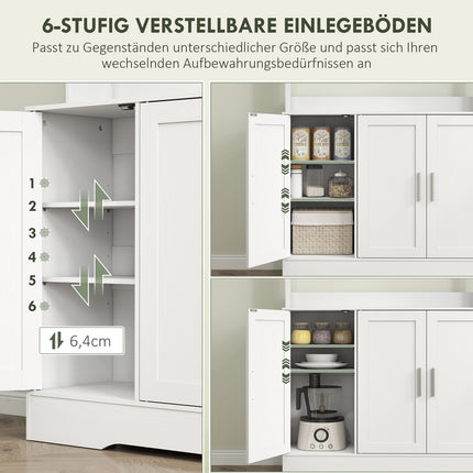 Kitchen cabinet, Scandinavian design, 4 cabinets, adjustable shelves, glass doors, open space, chipboard, MDF, white