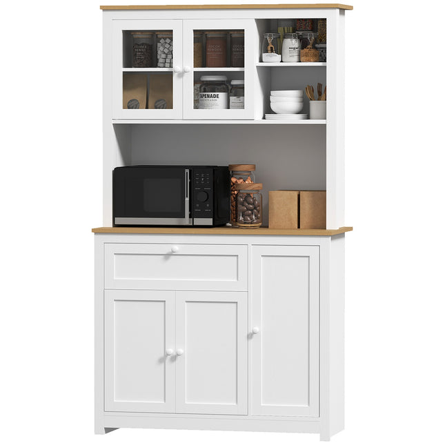 White kitchen buffet cabinet - multifunctional storage, 100x40x180 cm