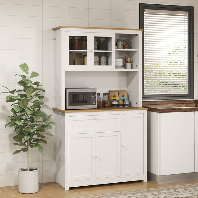White kitchen buffet cabinet - multifunctional storage, 100x40x180 cm