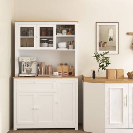 White kitchen buffet cabinet - multifunctional storage, 100x40x180 cm