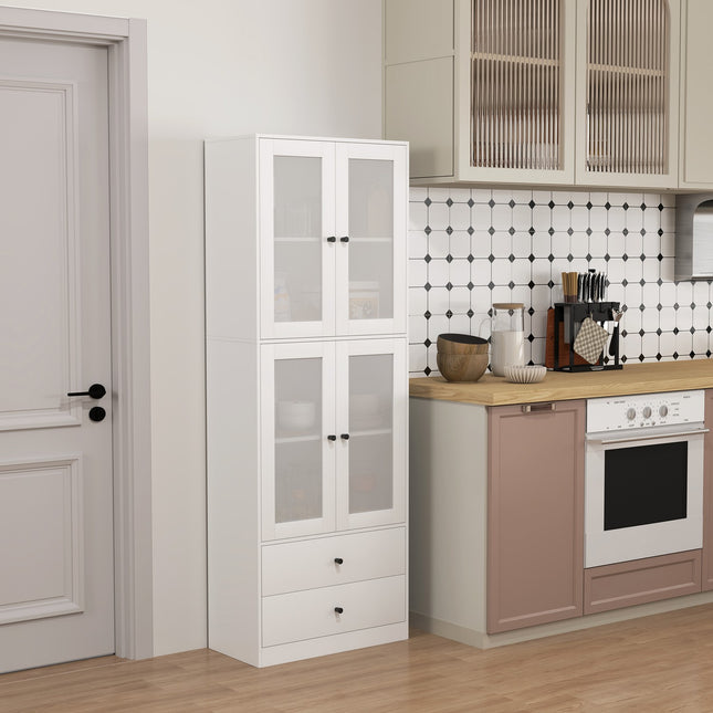 White tall kitchen cabinet, adjustable shelves, drawer