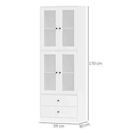 White tall kitchen cabinet, adjustable shelves, drawer