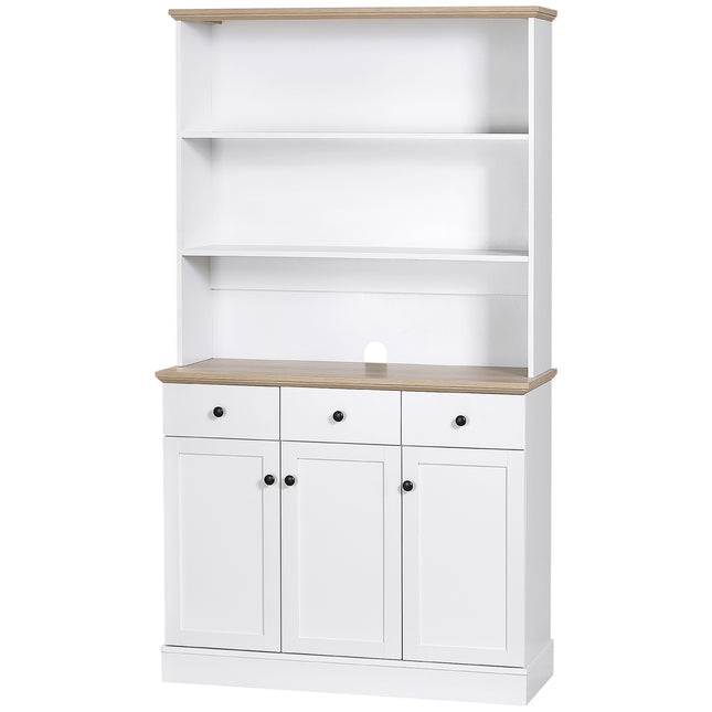 Tall white kitchen cabinet with drawers & shelves, 101x39x180.5 cm
