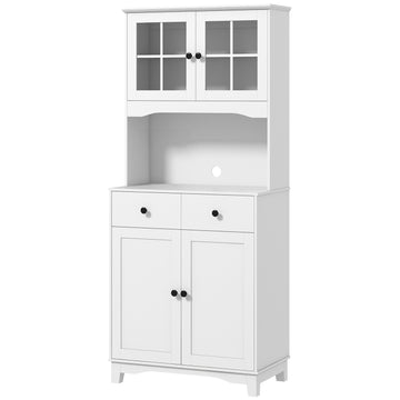 White kitchen cabinet with microwave shelf & storage