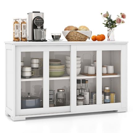 Kitchen cabinet with sliding glass doors & adjustable shelf sideboard white