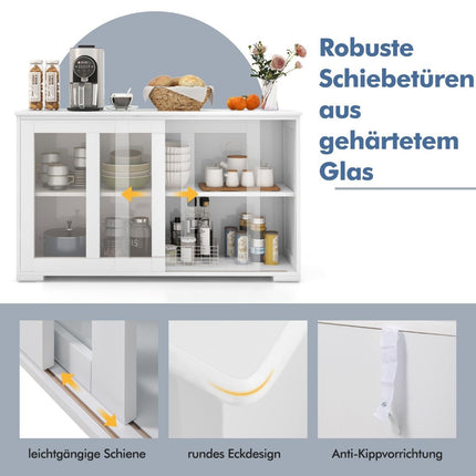 Kitchen cabinet with sliding glass doors & adjustable shelf sideboard white