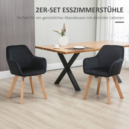 Ergonomic black kitchen chairs Set of 2, wood & polyester