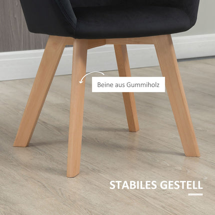 Ergonomic black kitchen chairs Set of 2, wood & polyester