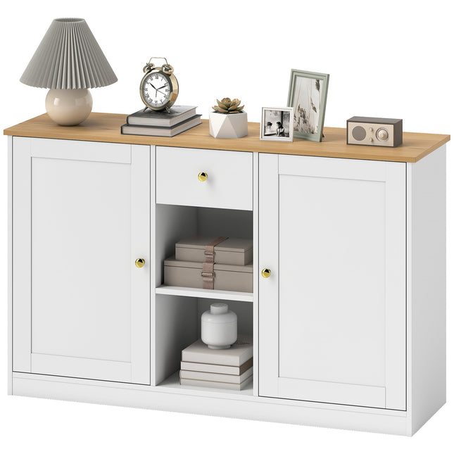 Keukenladekast, dressoir met lade, kasten, planken, spaanplaat, wit