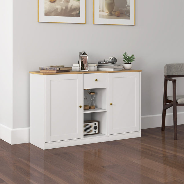 Keukenladekast, dressoir met lade, kasten, planken, spaanplaat, wit