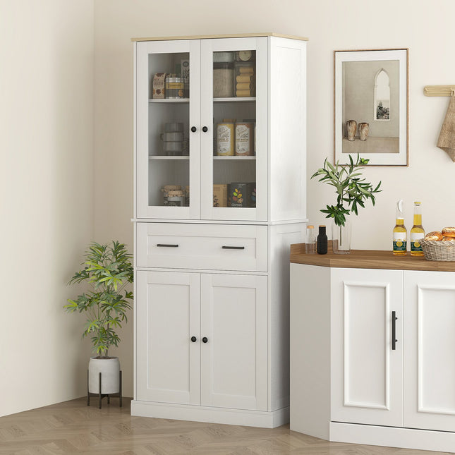 Tall kitchen cabinet, adjustable shelves, cream white