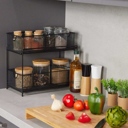 Kitchen organization with 2 pull-out baskets
