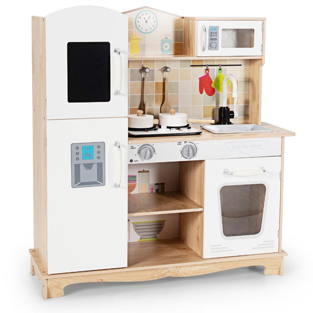 Kitchen play set for children children's kitchen made of wood 81 x 29 x 88.5 cm white + natural