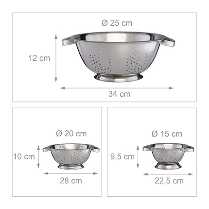 Kitchen strainer set of 3