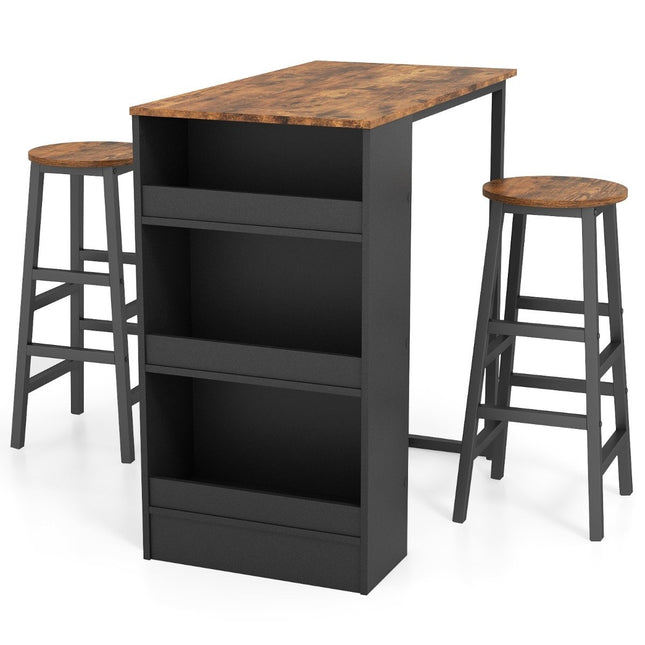 Kitchen table with 2 stools, space-saving bistro table, counter table, dining table set, bar table
