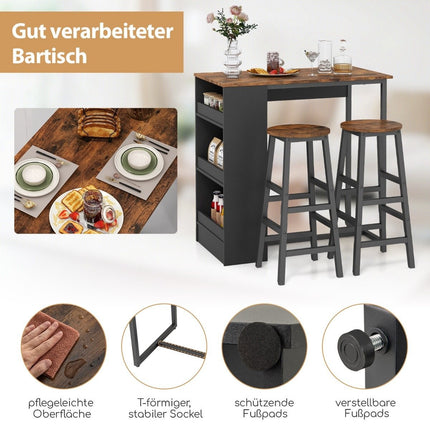 Kitchen table with 2 stools, space-saving bistro table, counter table, dining table set, bar table