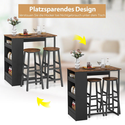 Kitchen table with 2 stools, space-saving bistro table, counter table, dining table set, bar table