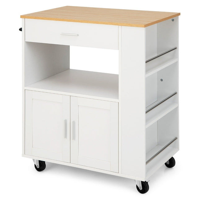 Kitchen trolley rolling serving cart with 3 spice racks 82 x 46 x 92 cm white