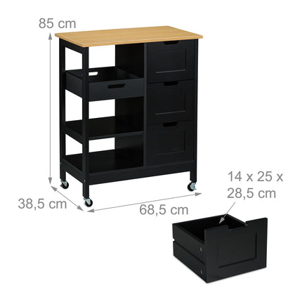 Kitchen trolley with work surface
