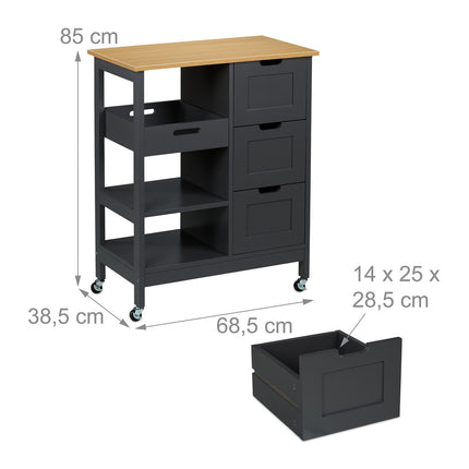 Kitchen trolley with work surface