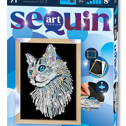 Kitfix Diy Set Sequin Art Blue Premium White Cat