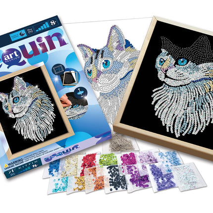 Kitfix Diy Set Sequin Art Blue Premium White Cat