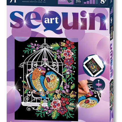 Kitfix Diy Set Sequin Art Purple Birdcage