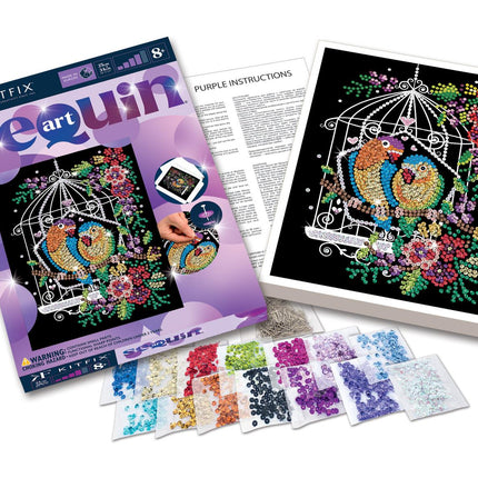 Kitfix Diy Set Sequin Art Purple Birdcage