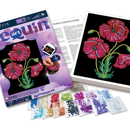 Kitfix Diy Set Sequin Art Purple Poppies