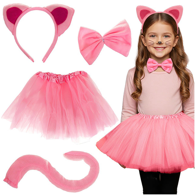 Kitten Costume Set, Pink, 4-Piece, Ages 3-10